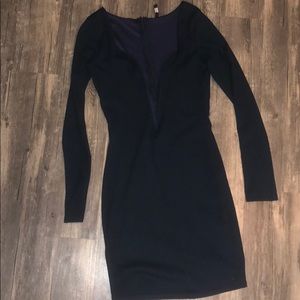 V cut blue dress